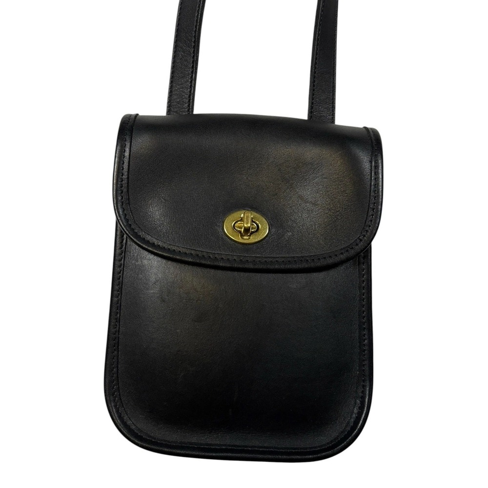 Coach Sidepack Scooter Crossbody Bag Black Turnlock Pouch Leather Vintage # 9978 - Picture 2 of 8